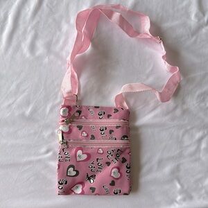 Pink black and pink hearts Crossbody bag